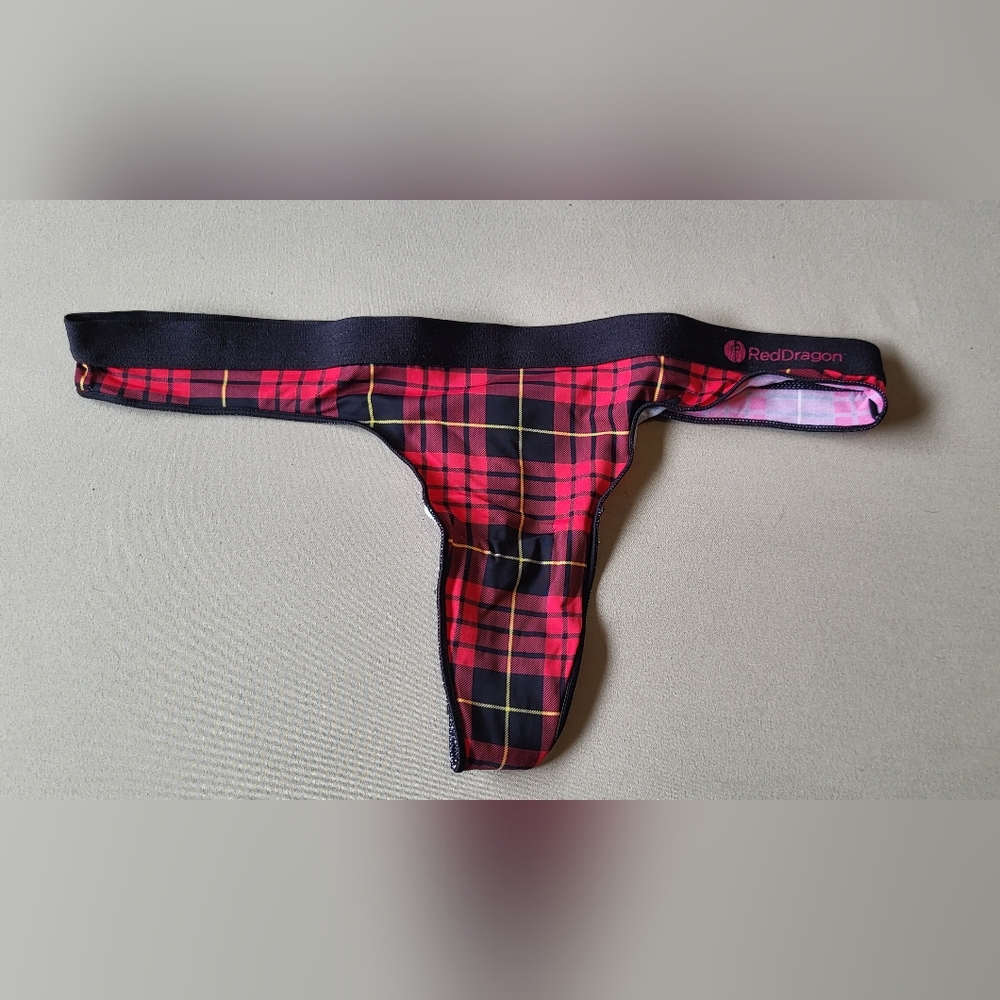 Red Dragon Plaid Thong